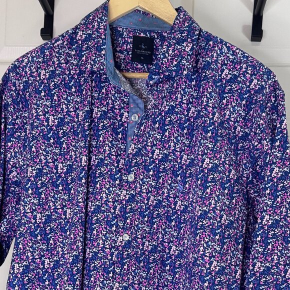 Tailorbyrd Men's Blue-based Multi-color Floral L/S Casual Button-down Shirt, XL - Picture 1 of 5